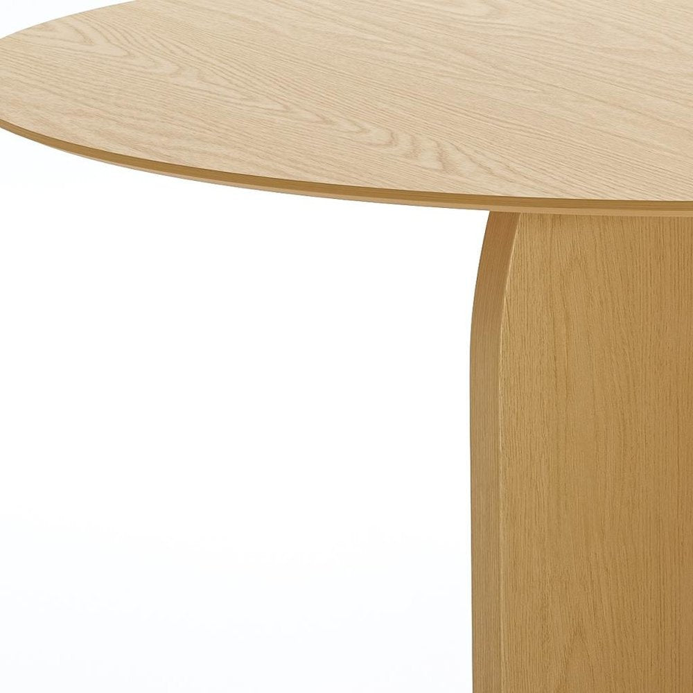 58" Natural Solid Wood Pedestal Base Round Top Dining Table