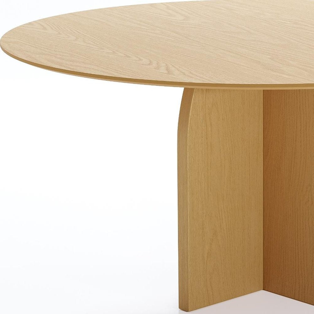 58" Natural Solid Wood Pedestal Base Round Top Dining Table