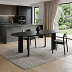 78" Black Solid Wood Oval Dining Table