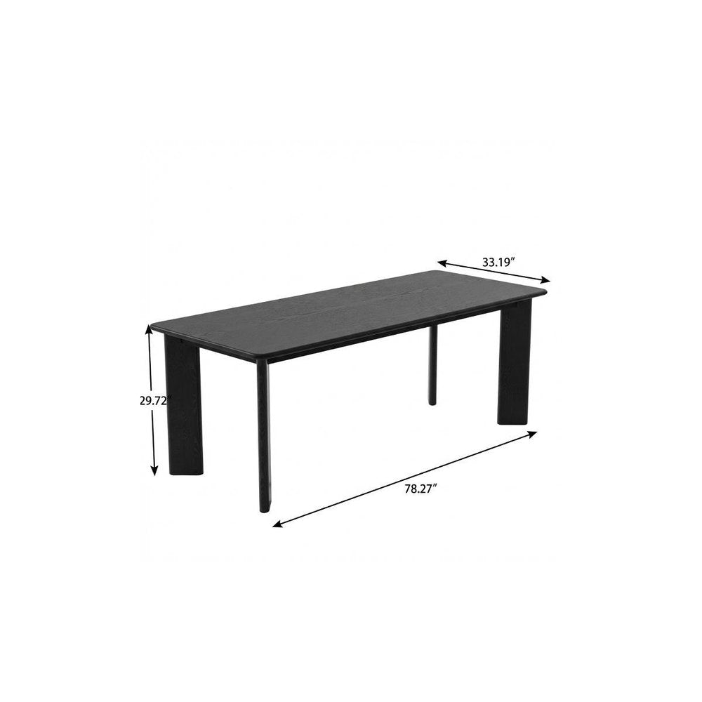 78" Black Solid Wood Oval Dining Table