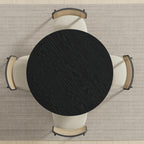 42" Black Solid Wood Round Top Dining Table