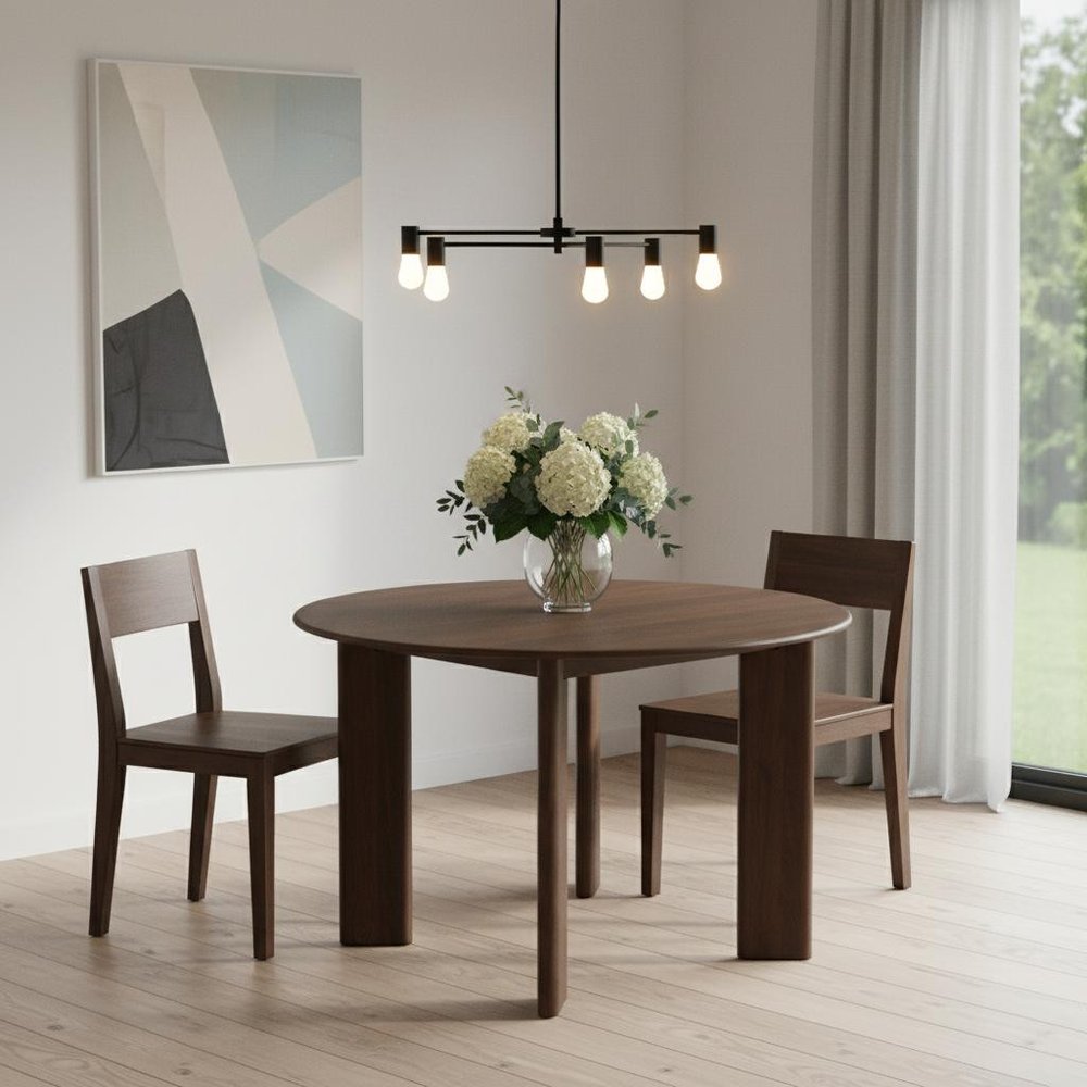 45" Walnut Solid Wood Round Top Dining Table