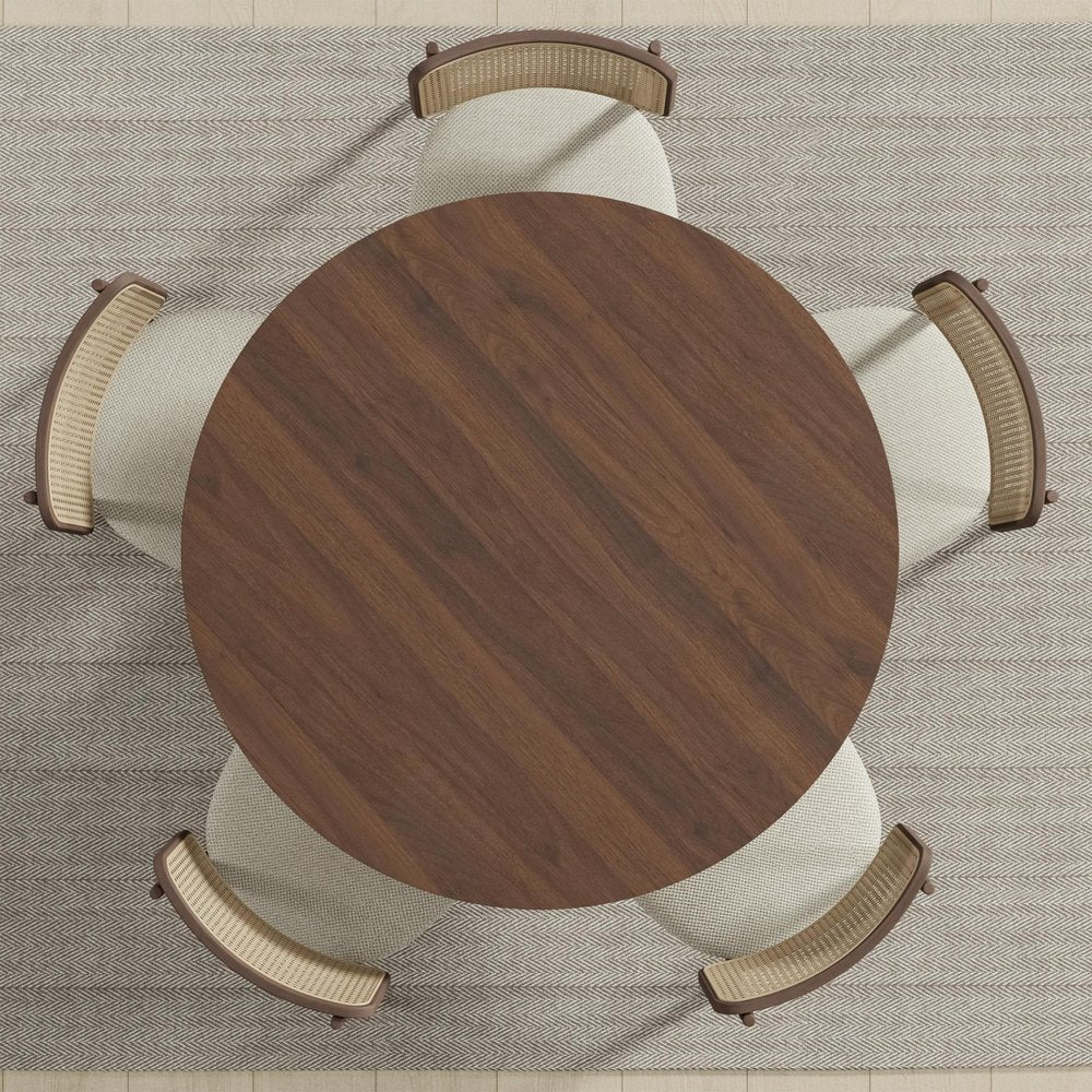 45" Walnut Solid Wood Round Top Dining Table