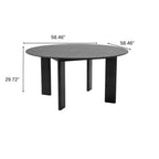 58" Black Solid Wood Round Top Dining Table