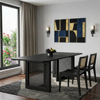 33" Black Solid Wood And Wood Double Pedestal Base Dining Table