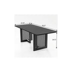 33" Black Solid Wood And Wood Double Pedestal Base Dining Table