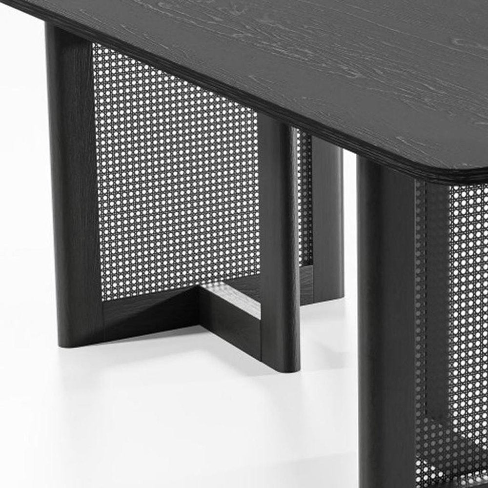 33" Black Solid Wood And Wood Double Pedestal Base Dining Table
