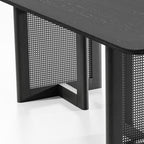 33" Black Solid Wood And Wood Double Pedestal Base Dining Table
