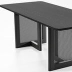 33" Black Solid Wood And Wood Double Pedestal Base Dining Table