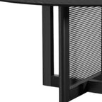 60" Black Solid Wood and Rattan Cross Leg Base Round Top Dining Table