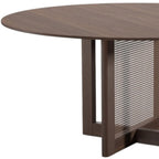60" Brown Solid Wood and Rattan Cross Leg Base Round Top Dining Table