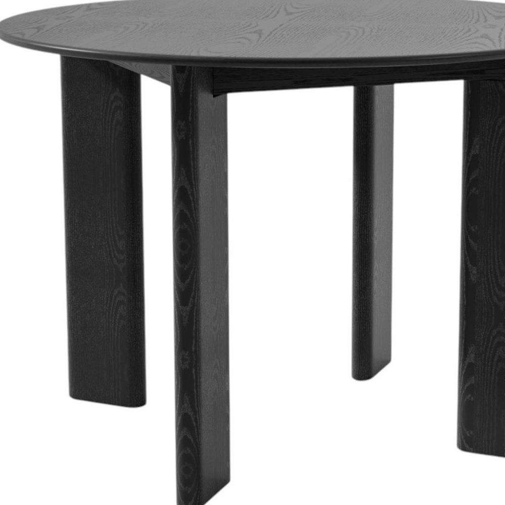 42" Black Solid Wood Round Top Dining Table