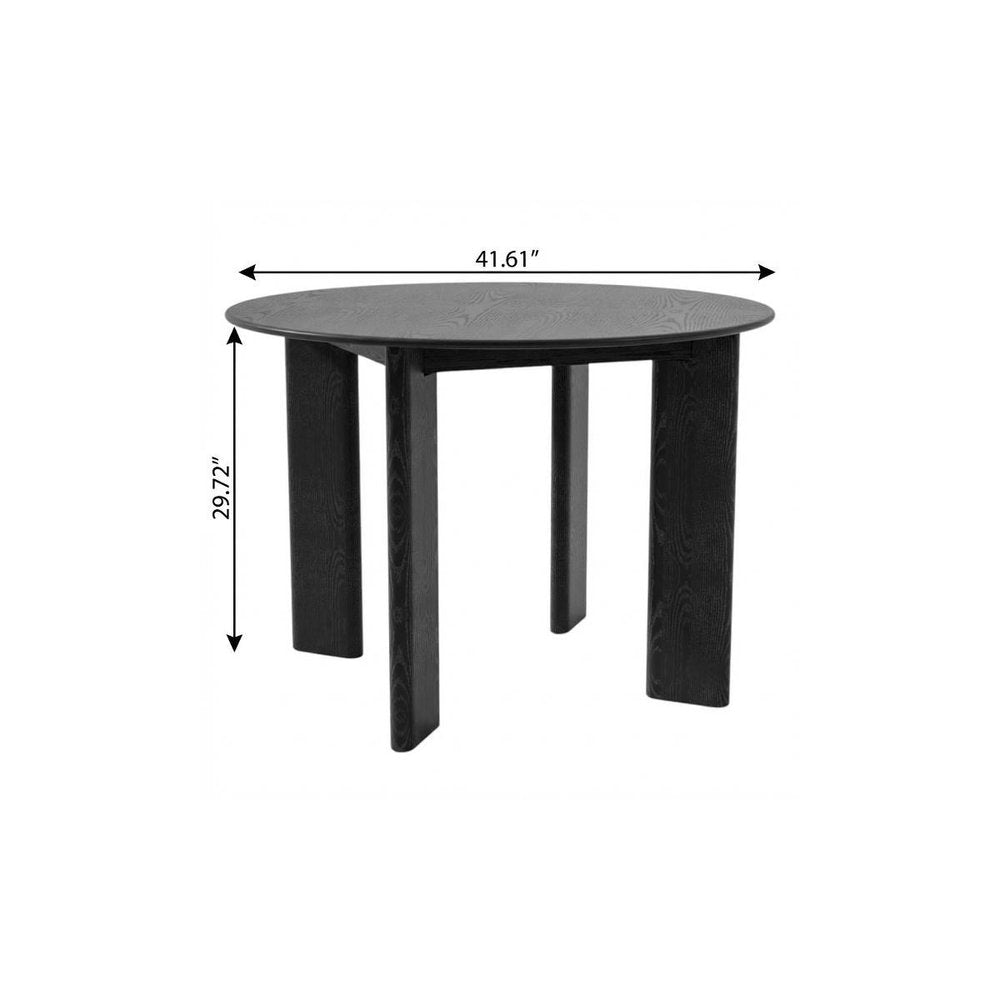 42" Black Solid Wood Round Top Dining Table