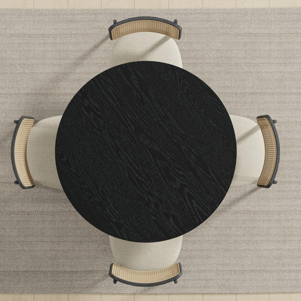 42" Black Solid Wood Round Top Dining Table