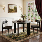 45" Black Solid Wood Round Top Dining Table
