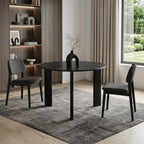 42" Black Solid Wood Three Leg Base Round Top Dining Table