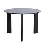 42" Black Solid Wood Three Leg Base Round Top Dining Table