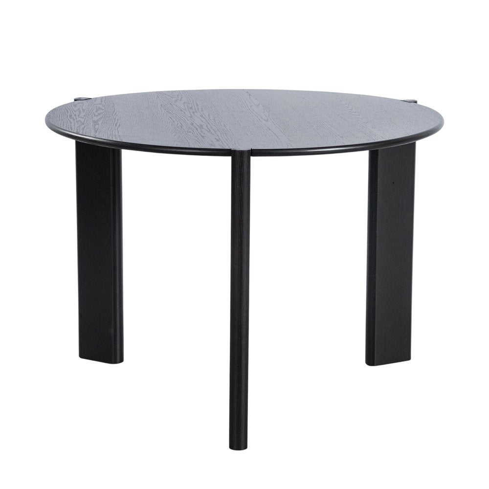 42" Black Solid Wood Three Leg Base Round Top Dining Table