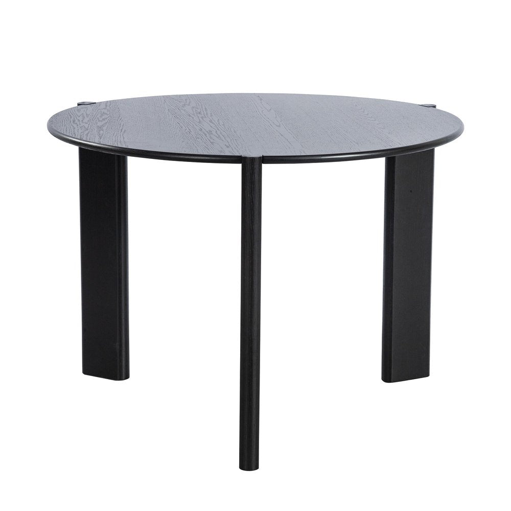 42" Black Solid Wood Three Leg Base Round Top Dining Table