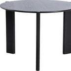 42" Black Solid Wood Three Leg Base Round Top Dining Table