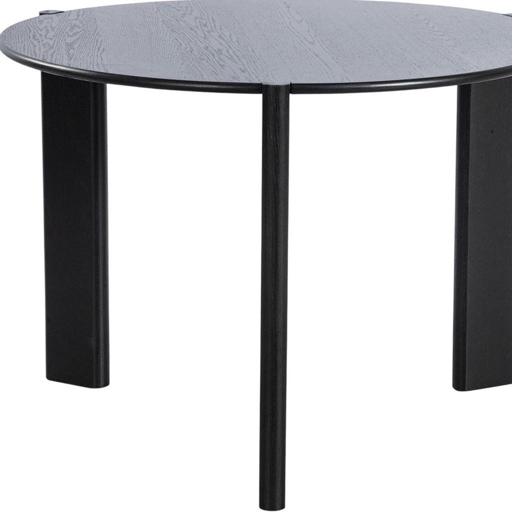 42" Black Solid Wood Three Leg Base Round Top Dining Table