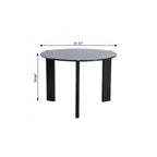 42" Black Solid Wood Three Leg Base Round Top Dining Table