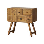 32" Sepia Solid Wood Console Accent Cabinet With Single Door And Four Drawers