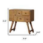 32" Sepia Solid Wood Console Accent Cabinet With Single Door And Four Drawers