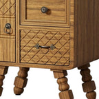 Set Of Two Sepia Solid Wood Console Accent Cabinet With Single Door And Two Drawers