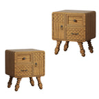 Set Of Two Sepia Solid Wood Console Accent Cabinet With Single Door And Two Drawers