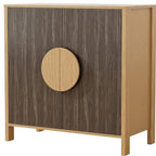 31" Natural and Sepia Solid Wood Console Accent Cabinet With Two Doors