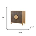 Set Of Two Sepia Solid Wood Console Accent Cabinet With Two Doors