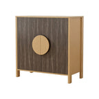 Set Of Two Sepia Solid Wood Console Accent Cabinet With Two Doors