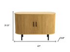 47" Natural Wood Sideboard With Two Sliding Doors