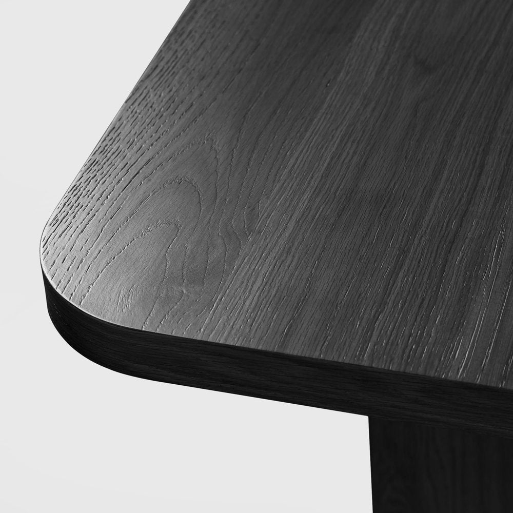 67" Black Solid Wood And Rattan Double Pedestal Base Dining Table