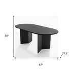 67" Brown Wood Double Pedestal Base Oval Dining Table