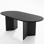 67" Brown Wood Double Pedestal Base Oval Dining Table