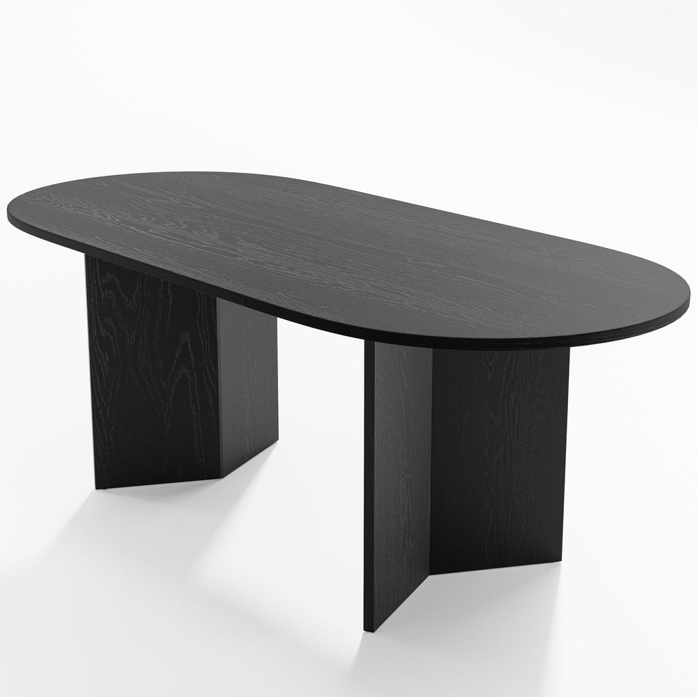 67" Brown Wood Double Pedestal Base Oval Dining Table