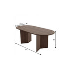 67" Walnut Solid Wood Double Pedestal Base Oval Dining Table
