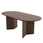 67" Walnut Solid Wood Double Pedestal Base Oval Dining Table