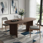 67" Walnut Solid Wood Double Pedestal Base Oval Dining Table