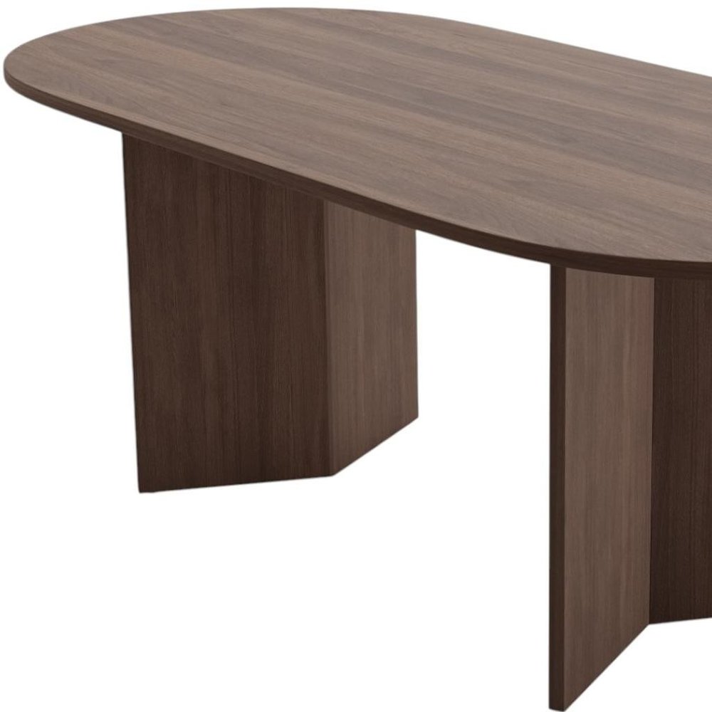 67" Walnut Solid Wood Double Pedestal Base Oval Dining Table