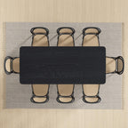 79" Black Solid Wood And Rattan Double Pedestal Base Dining Table