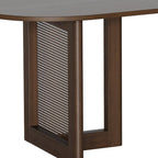 80" Brown Wood And Rattan Double Pedestal Base Oval Dining Table