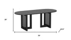 80" Brown Wood And Rattan Double Pedestal Base Oval Dining Table