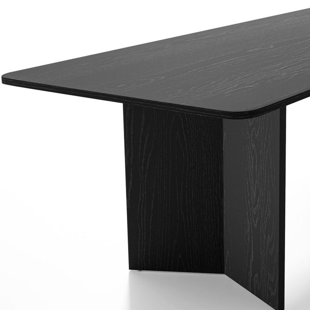 79" Black Solid Wood Double Pedestal Base Dining Table