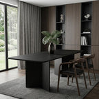 79" Black Solid Wood Double Pedestal Base Dining Table