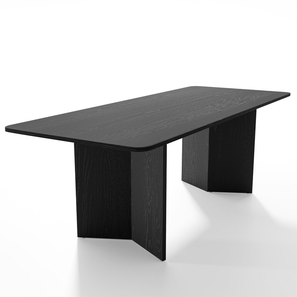 79" Black Solid Wood Double Pedestal Base Dining Table