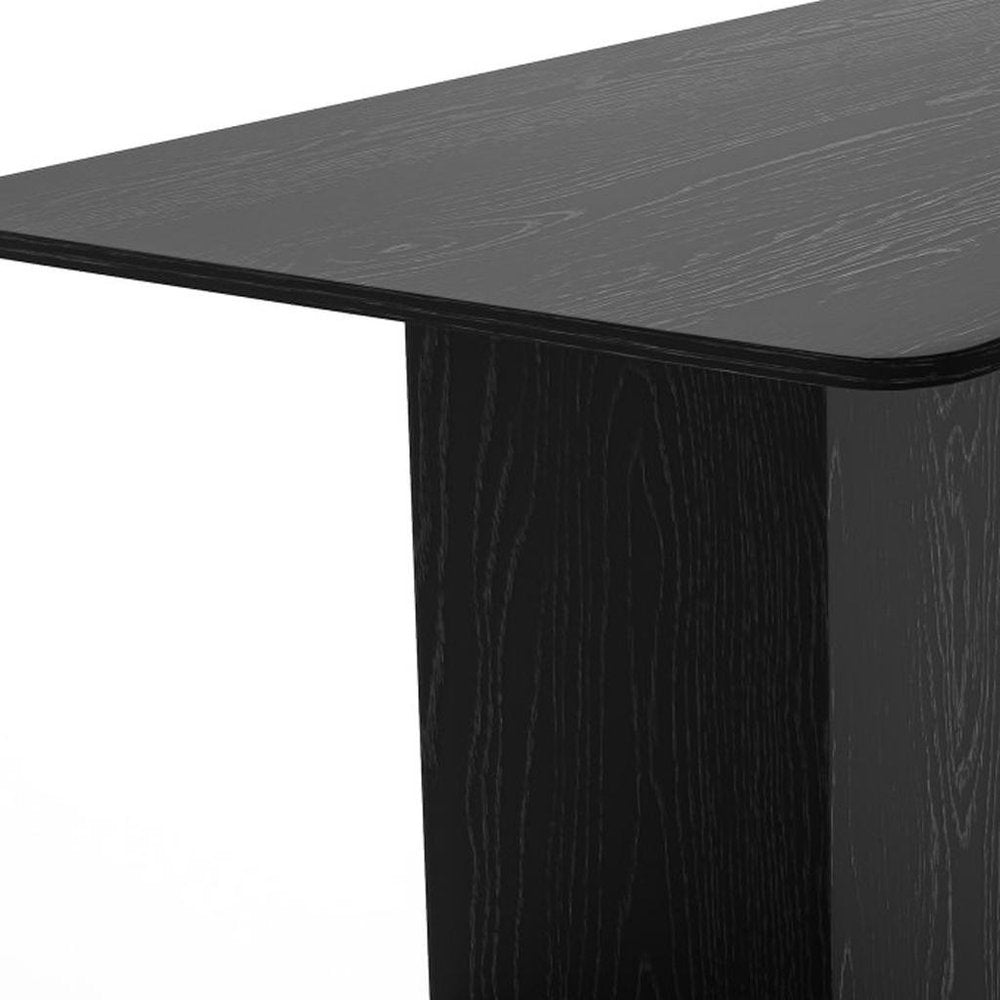 79" Black Solid Wood Double Pedestal Base Dining Table