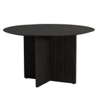 52" Dark Brown Solid Wood Pedestal Base Round Top Dining Table